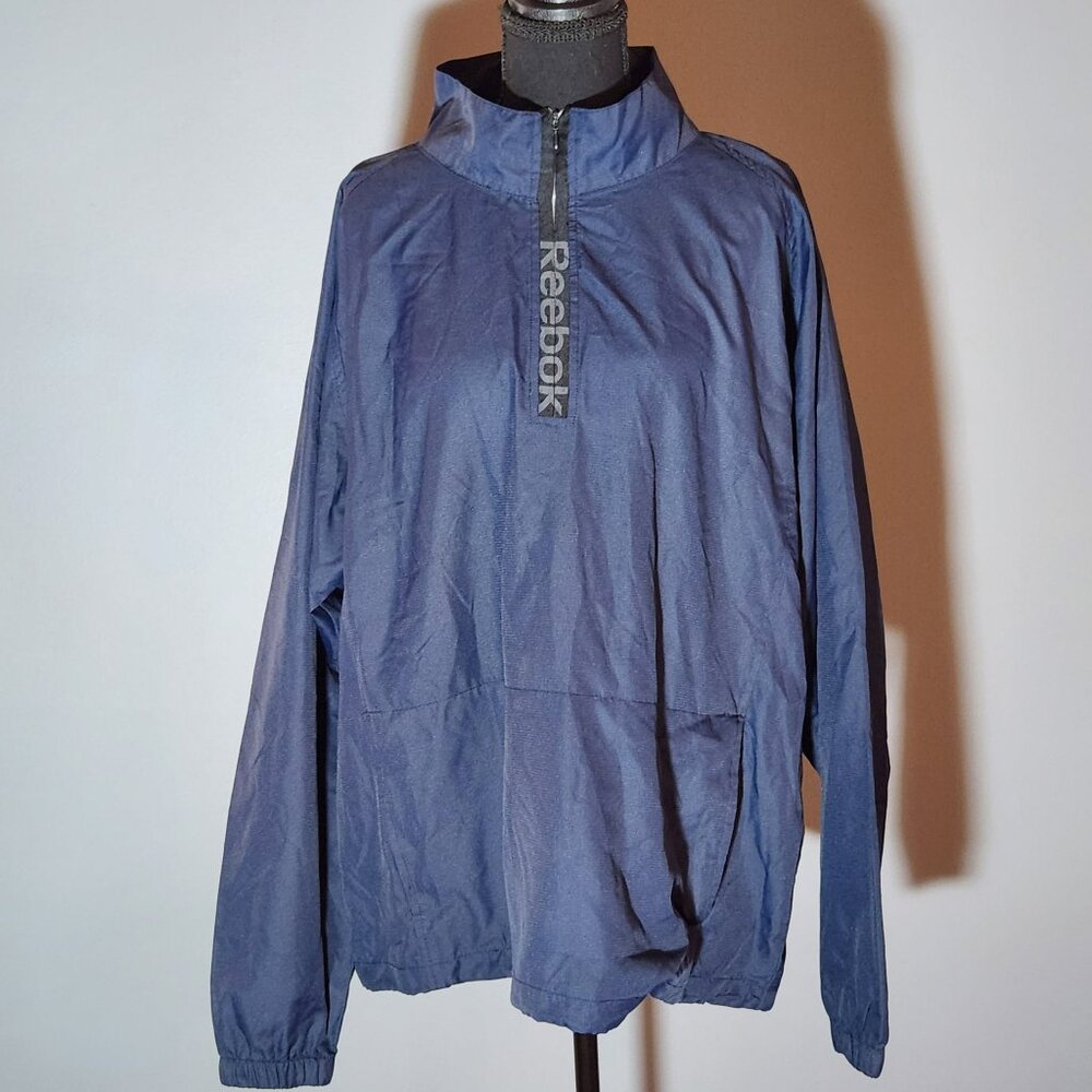 Reebok Navy 1/2 Zip Windbreaker Jacket Men’s Large Lightweight Pullover